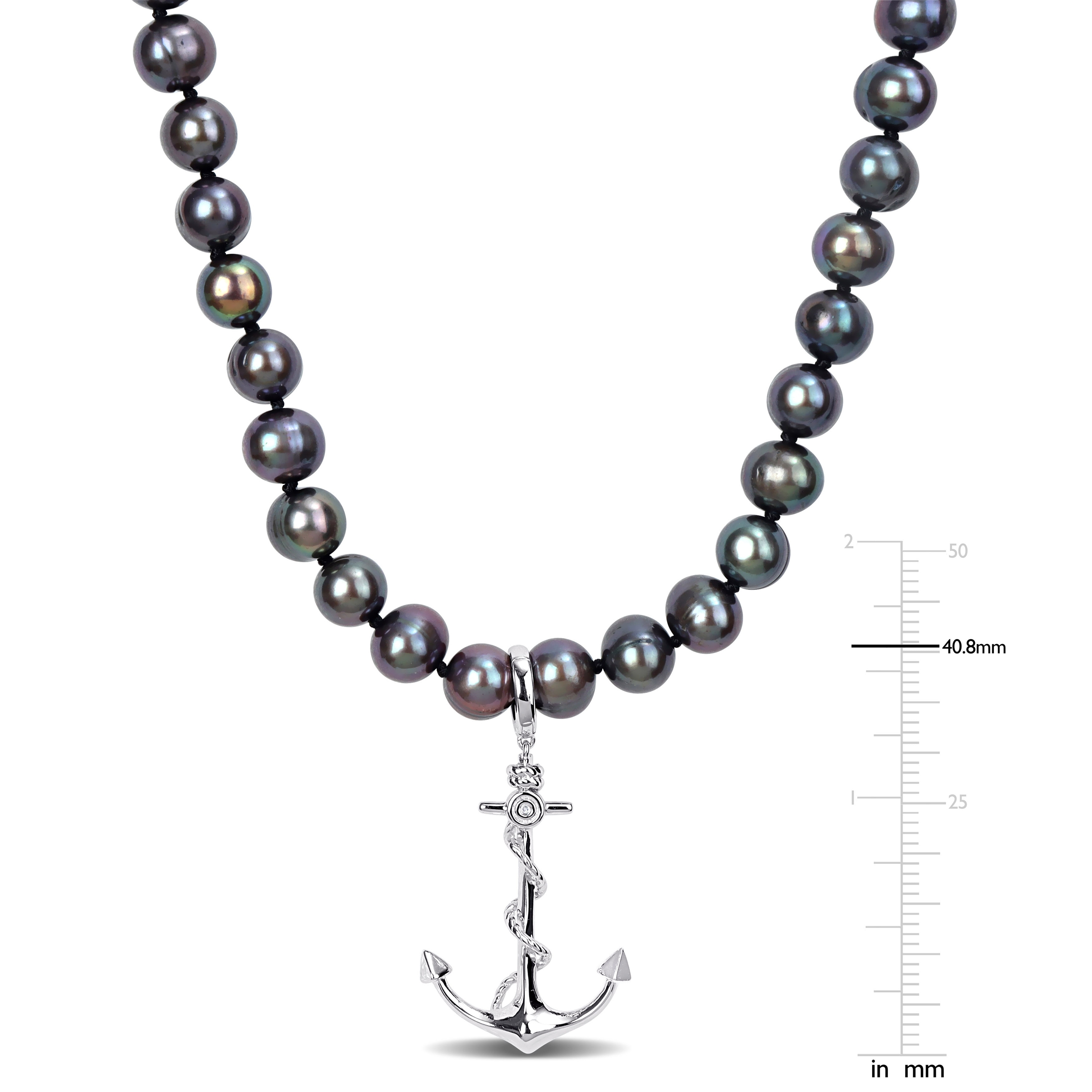 Miadora Black Cultured Freshwater Pearl Men's Necklace in