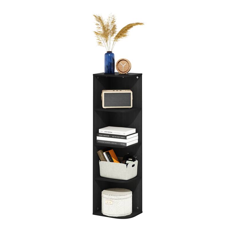 Furinno Pasir 4-Tier Corner Open Shelf Bookcase