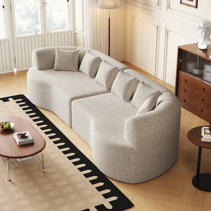 Oversized Cloud-Like Lounge Sofa, Sleeper Sofa with 6 Pillows, Four-Seater Loveseat Recliner Sofa with Deep Seat