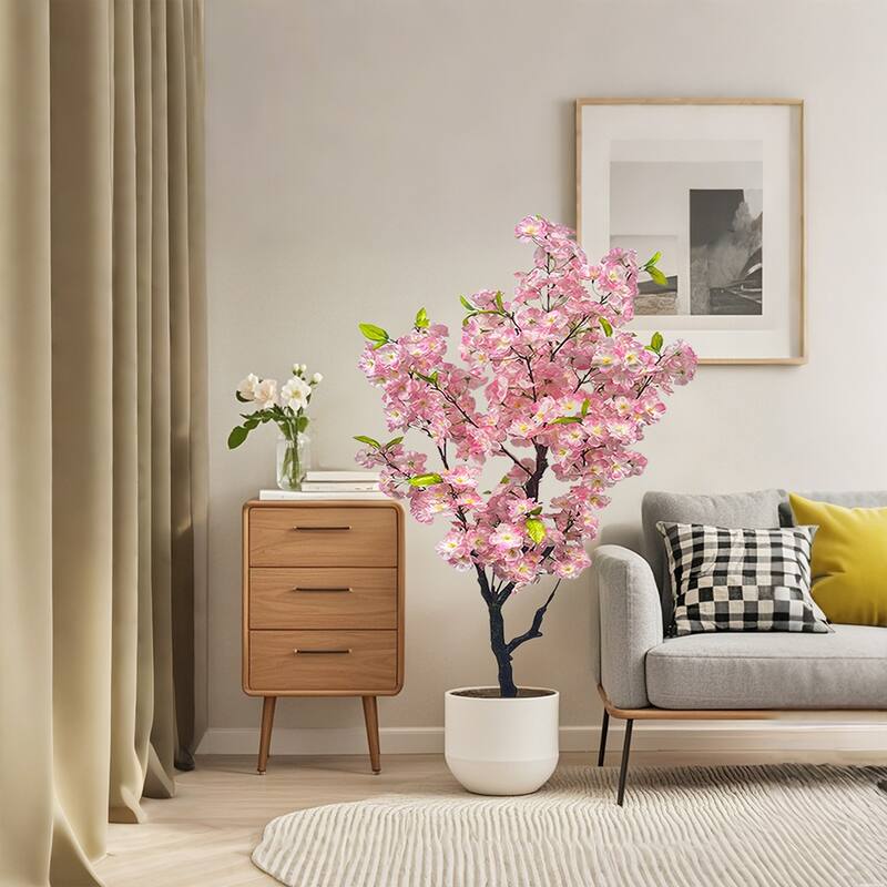 Artificial Cherry Blossom Plants for Home Decor Indoor - 4 Ft