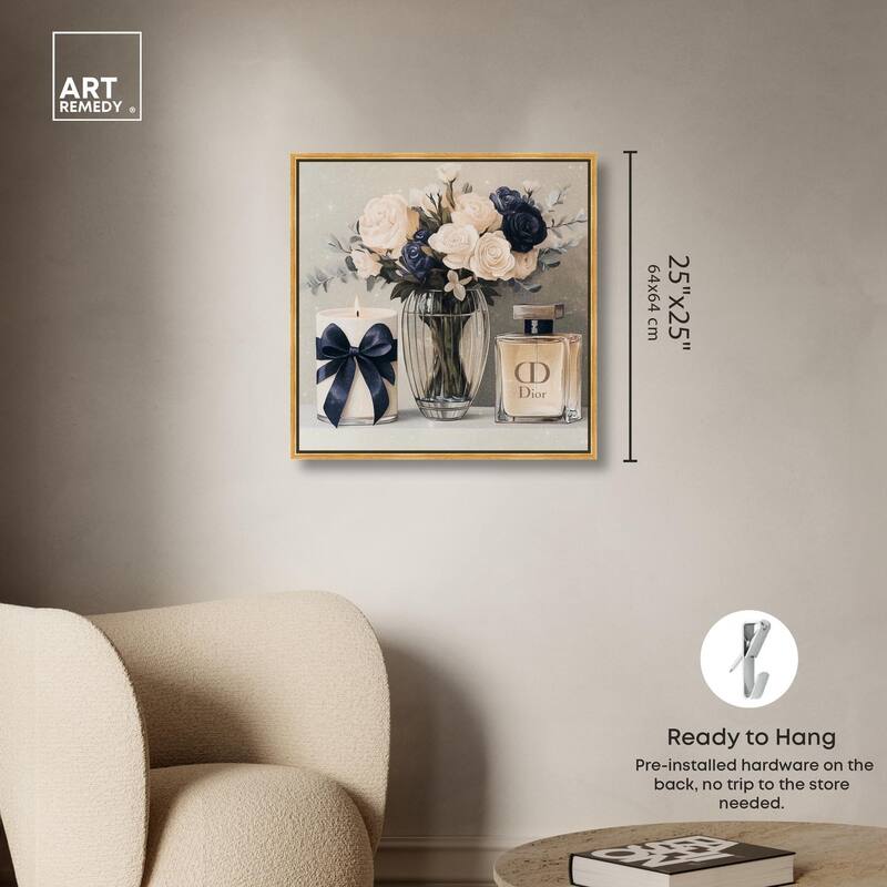 Ivory Perfume Flowers in Vase Canvas by Art Remedy