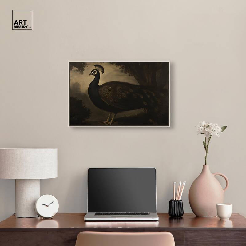 Peacock in Monotone Canvas by Art Remedy