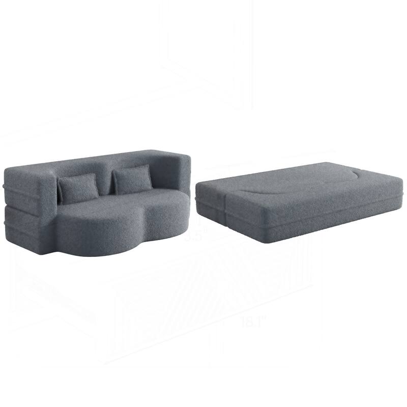 Versatile Convertible Foam Sofa Bed with Removable Cushions and Pillows