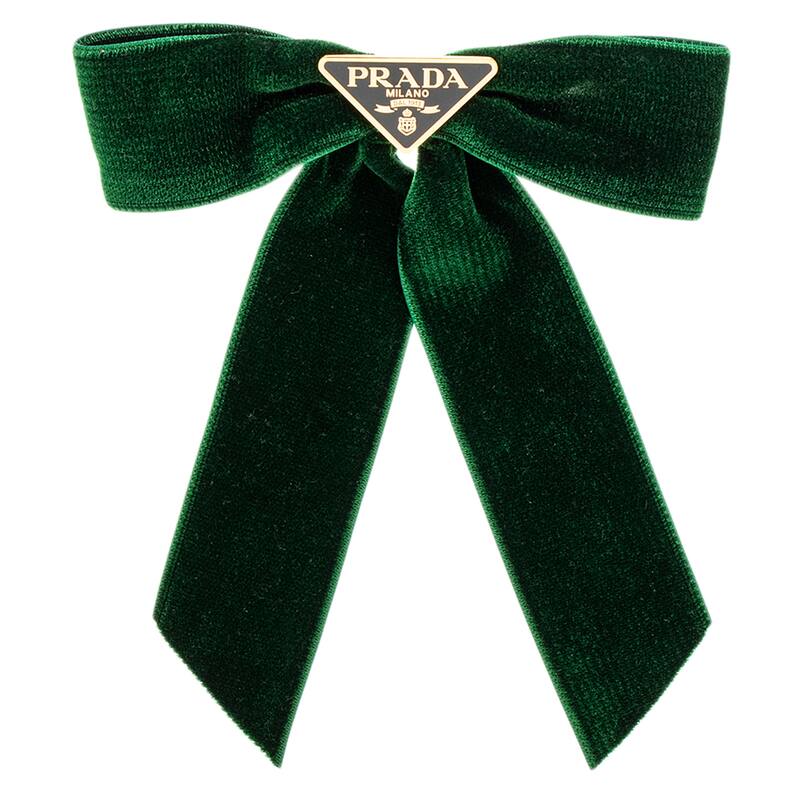 Prada Velvet Hair Clip - Green