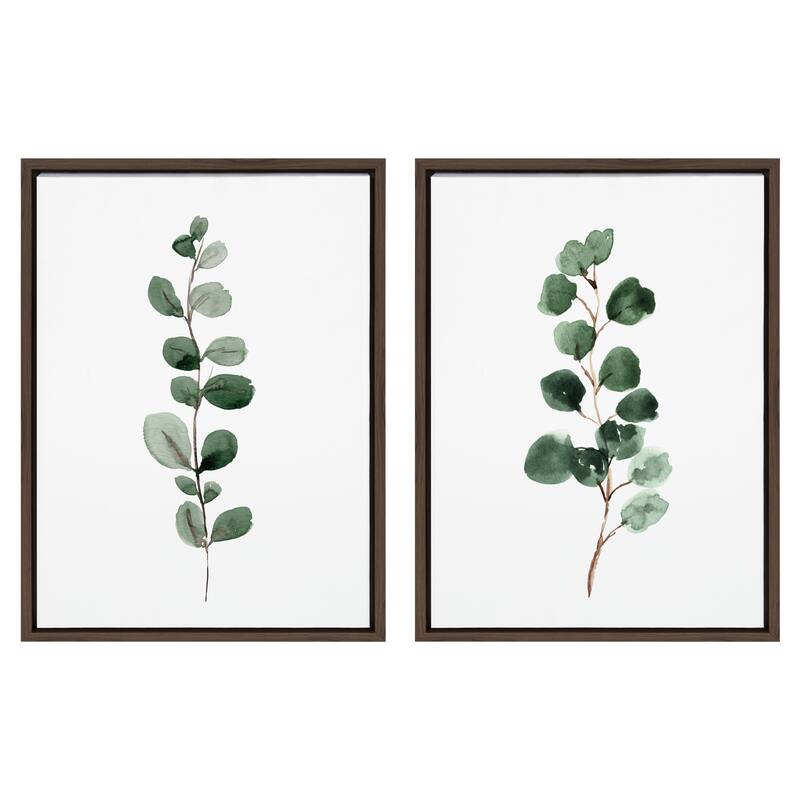 Kate and Laurel Sylvie Eucalyptus Framed Canvas Set by Maja Mitrovic