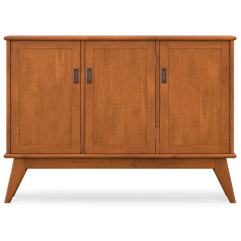 WYNDENHALL Tierney SOLID HARDWOOD 50 inch Wide Rectangle Modern 3 Door Sideboard Buffet in Teak Brown - 17" D x 50" W x 36" H