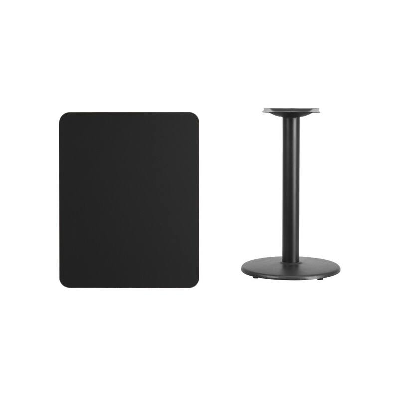 24'' x 30'' Rectangular Laminate Table Top with 18'' Round Table Height Base - 24"W x 30"D x 31.125"H
