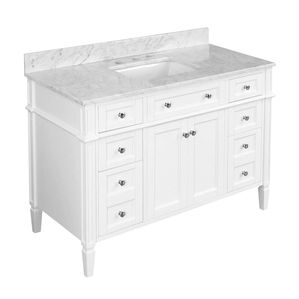 KitchenBathCollection Hailey 48" Bathroom Vanity with Carrara Marble Top
