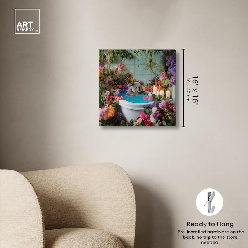 Koala Bath Canvas by Art Remedy, Gallery Wrapped