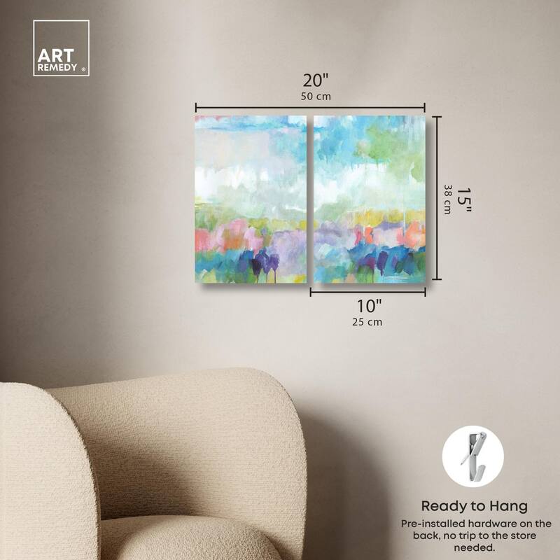 Harmonic Greens Canvas Set of 2 by Art Remedy, Gallery Wrapped