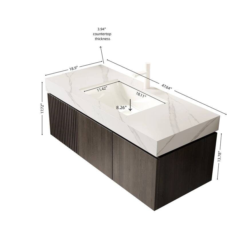 Floating Storage Bathroom Vanity with 1 Pre-drilled Faucet Hole