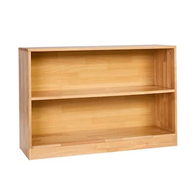Brown Wooden Montessori Bookshelf with 2 Compartments and Top Storage - 35.43 x 11.81 x 23.62 in