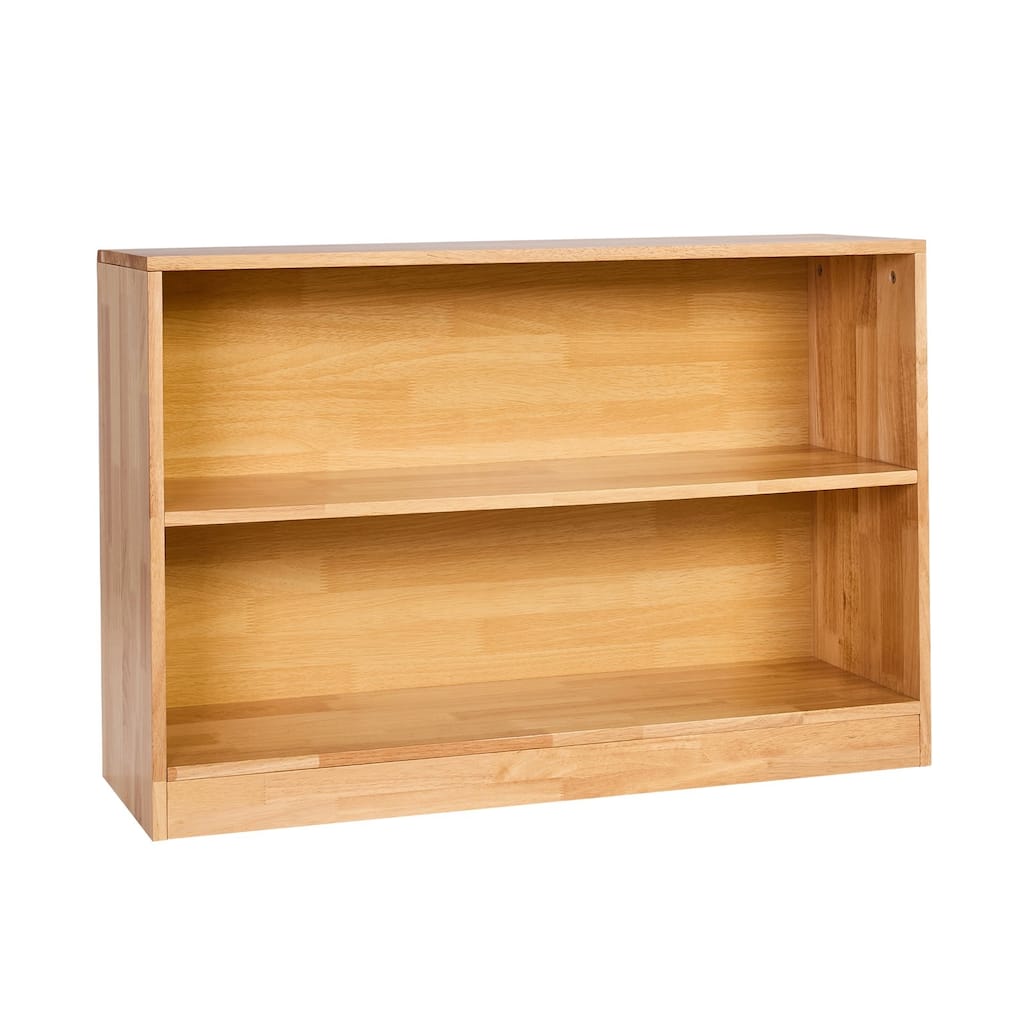 Brown Wooden Montessori Bookshelf with 2 Compartments and Top Storage - 35.43 x 11.81 x 23.62 in