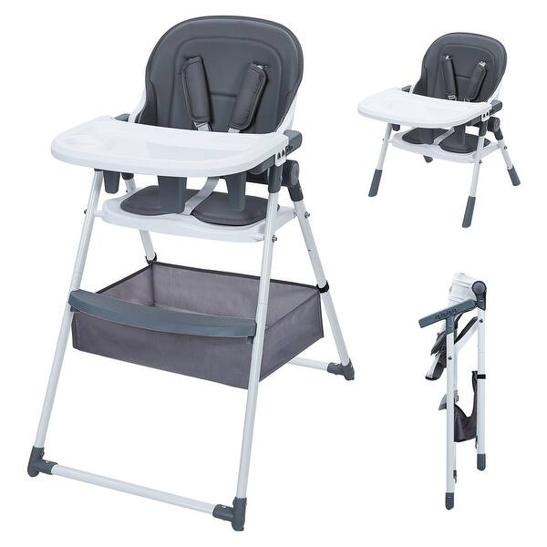 slide 2 of 20, 2 In 1 Baby Highchairs with Foldable and Convertible Grey + White