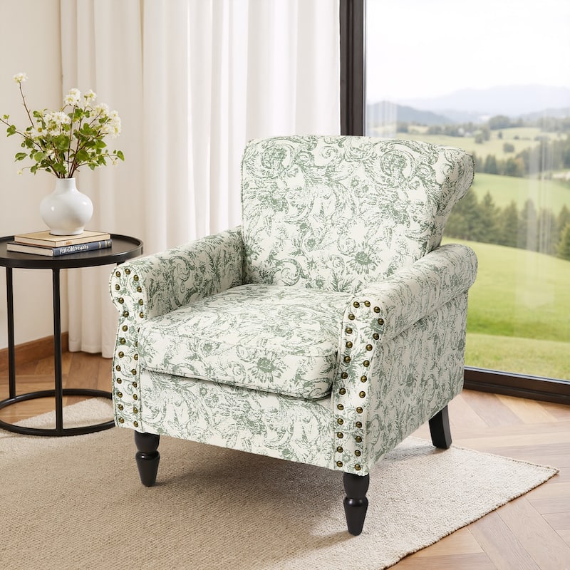 Living Room Armchair with Nailhead Trim - 29.9"W x 29.9"H x 32.9"D