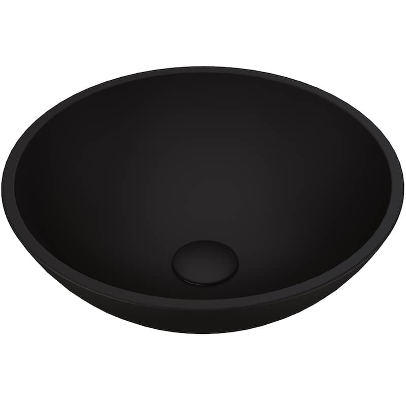 VIGO Cavalli 15"L x 15"W x 5"H Glass Round Vessel Bathroom Sink in MatteShell