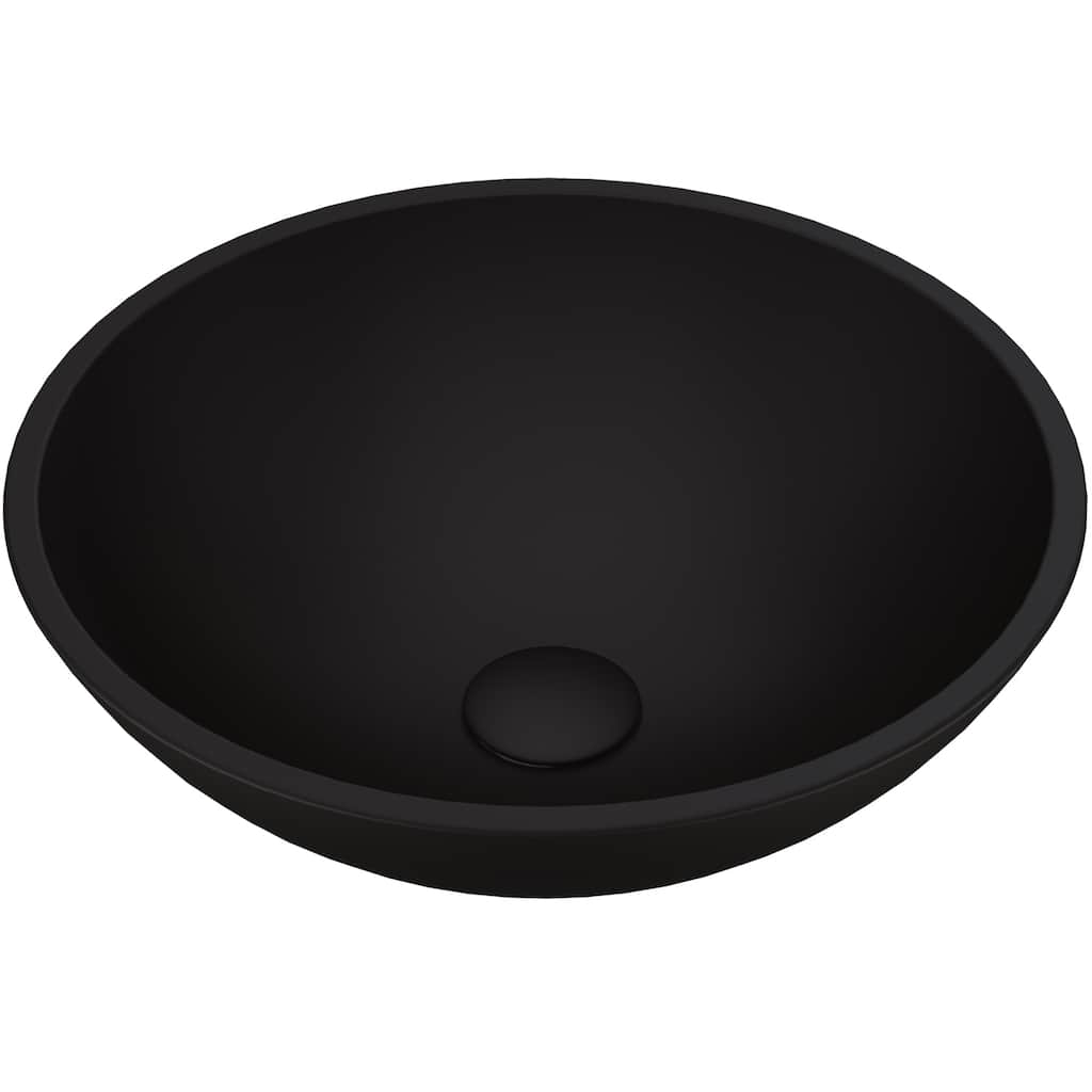 VIGO Cavalli 15"L x 15"W x 5"H Glass Round Vessel Bathroom Sink in MatteShell