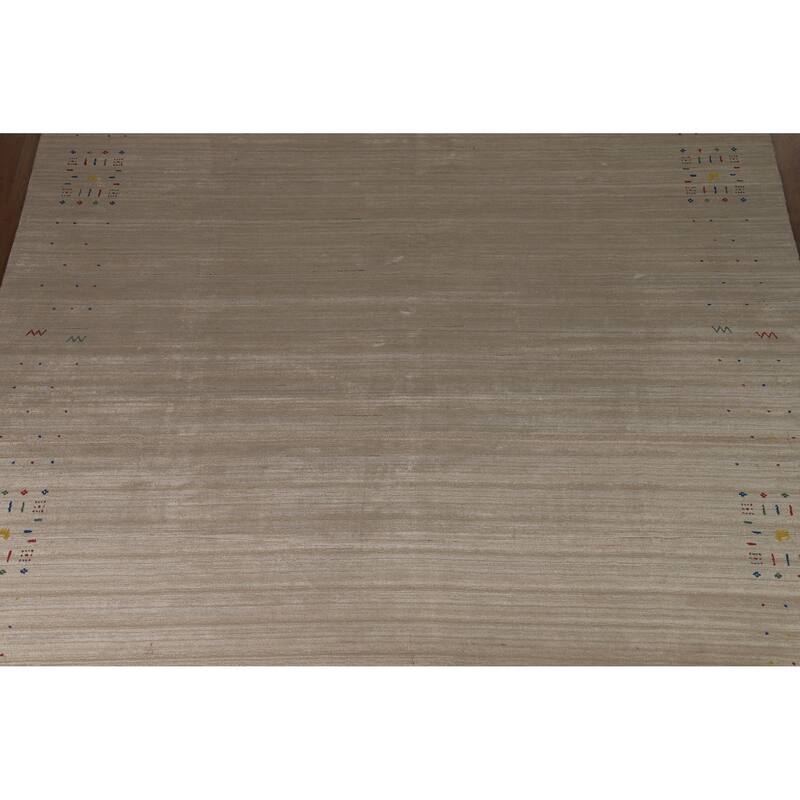 Hand Knotted Oriental 100% Wool Carpet Tribal Tribal Beige & Ivories Gabbeh Area Rug - 12' 5'' X 9' 3''