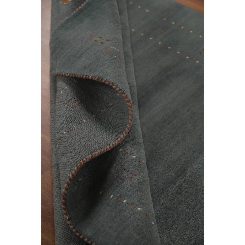 Hand Knotted Oriental 100% Wool Carpet Tribal Tribal Navy Blue & Blues Gabbeh Area Rug - 7' 8'' X 5' 0''