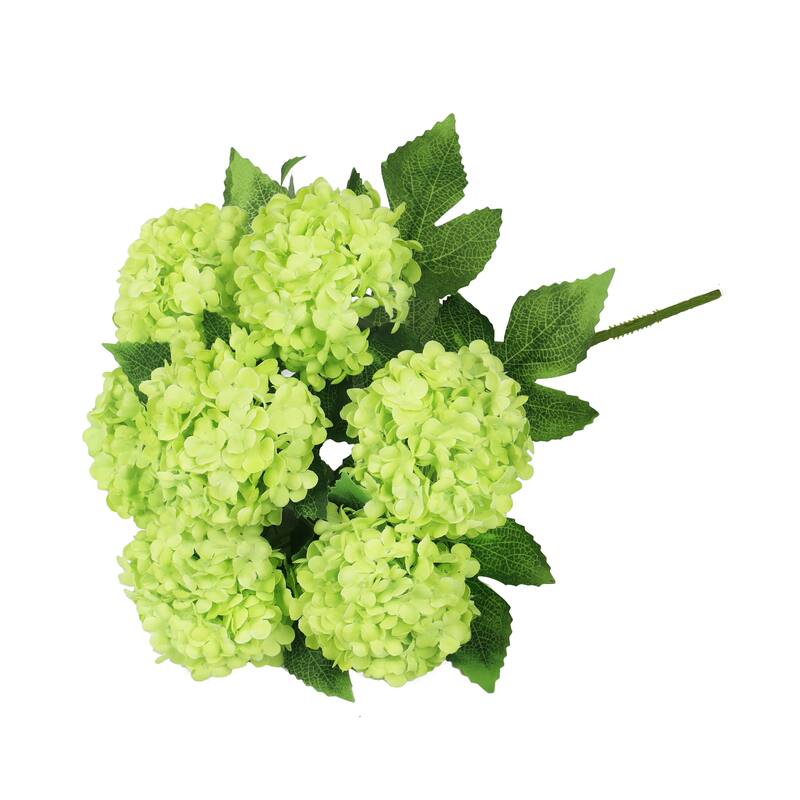 Set of 2 Green Artificial Guelder Rose Snow Ball Flower Stem Bush Bouquet 12in - 12" L x 8" W x 8" DP