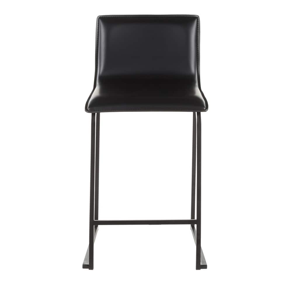 Porch & Den Mara Upholstered Counter Stool in Black Metal (Set of 2)