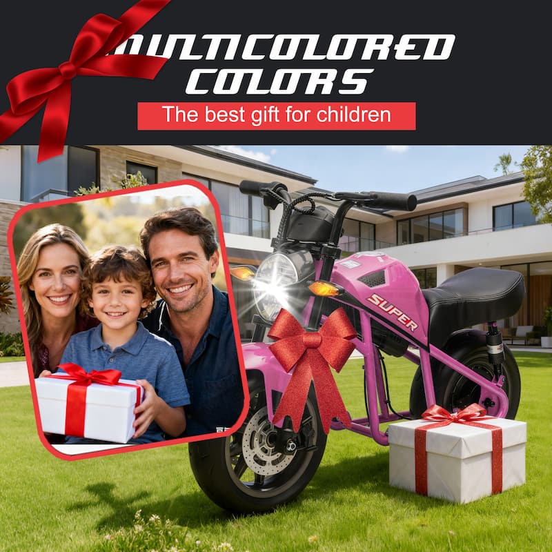 Simple Electric Bike Pink Kids Electric Motorcycle 24V Ride-On Motorcycle with Built-in Music & LED Lights