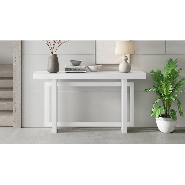 Contemporary Extra Long Console Table with Wood Top