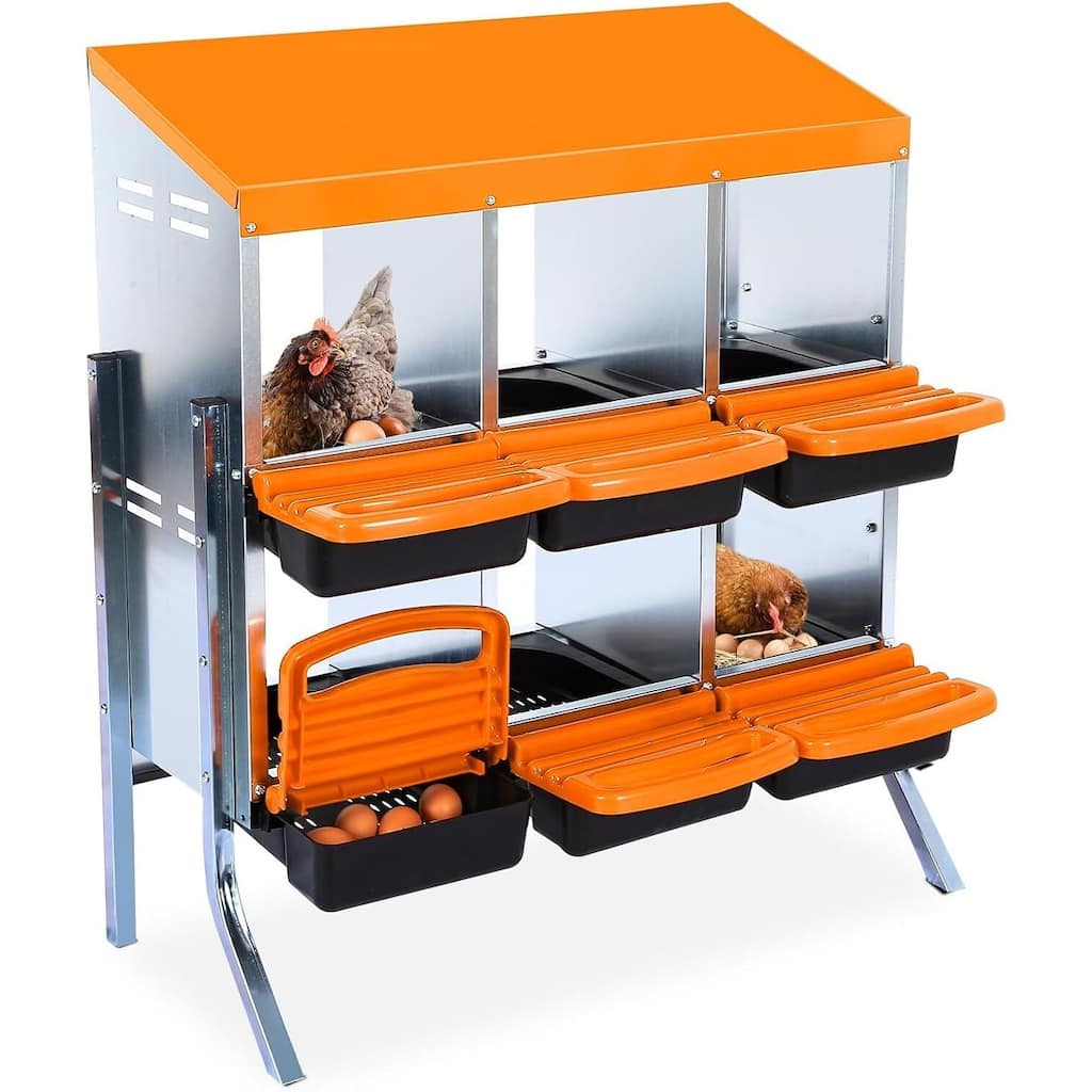 6-Hole Metal Chicken Nesting Box or Easy Cleaning with Legs