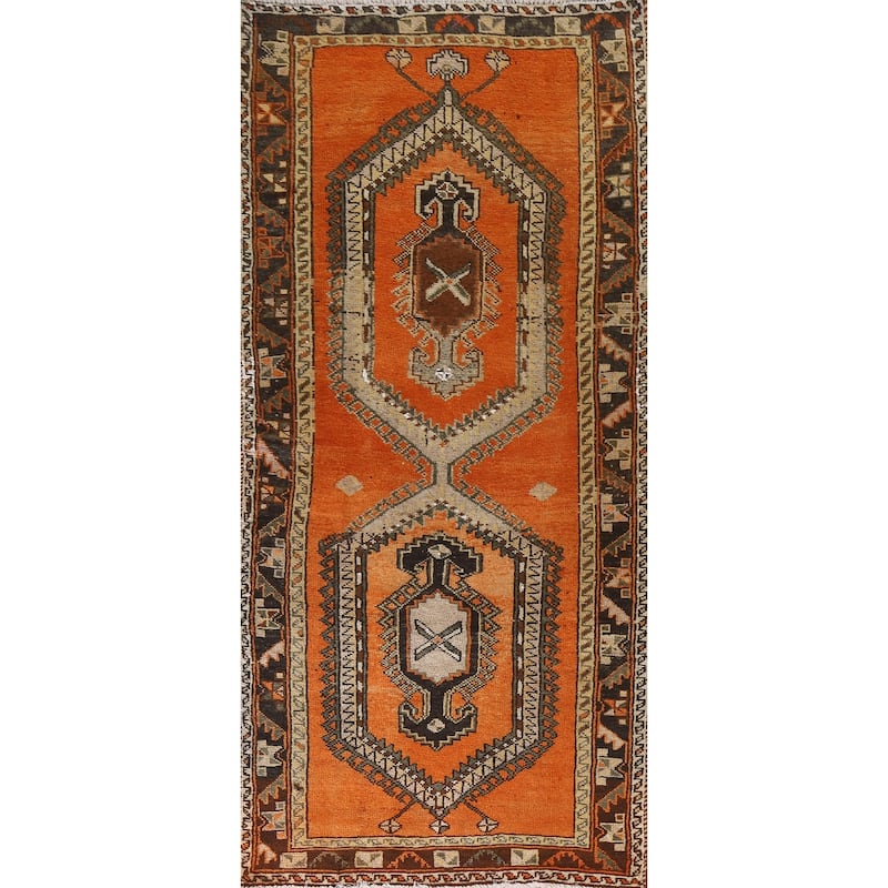 Vegetable Dye Viss Persian Vintage Runner Rug Handmade Wool Carpet - 3'10"x 9'6"