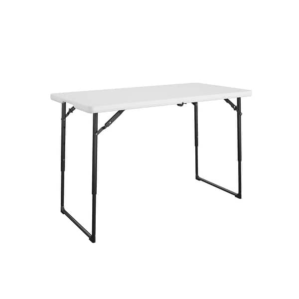 COSCO 4 ft. Centerfold Blow Mold Utility Table, Adjustable Height, White On Sale Bed Bath