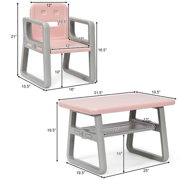 Shop Gymax Kids Table And 2 Chairs Set Toddler Table W Storage