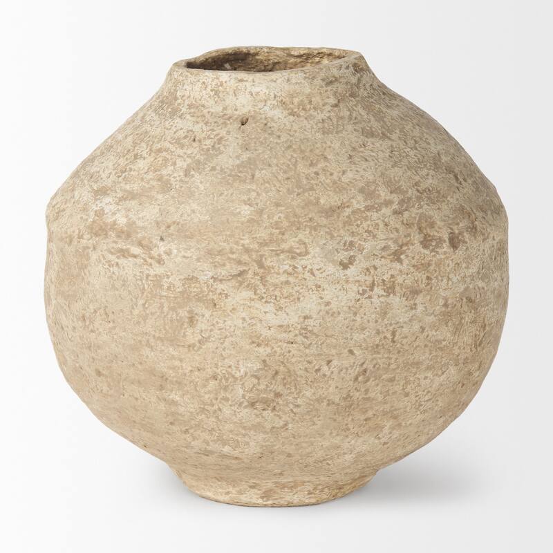 Ritu Small Beige Paper Mache Pot Vase