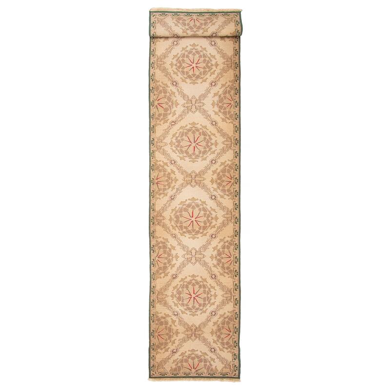 ECARPETGALLERY Flat-Weave Lahor Finest Beige Wool Tapestry Kilim - 2'6 x 12'0 - Beige - 2'6 x 12'0