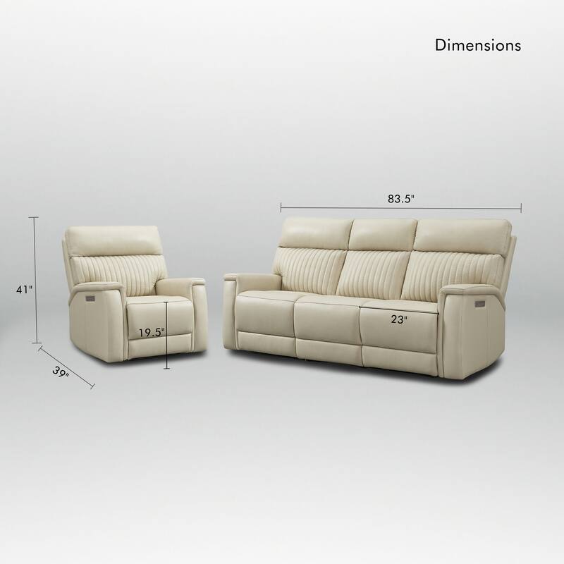 122''W 4-Seat Premium Genuine Leather triple-Power Sofa set with Zero Gravity, Adjustable Headrest & Lumbar Support