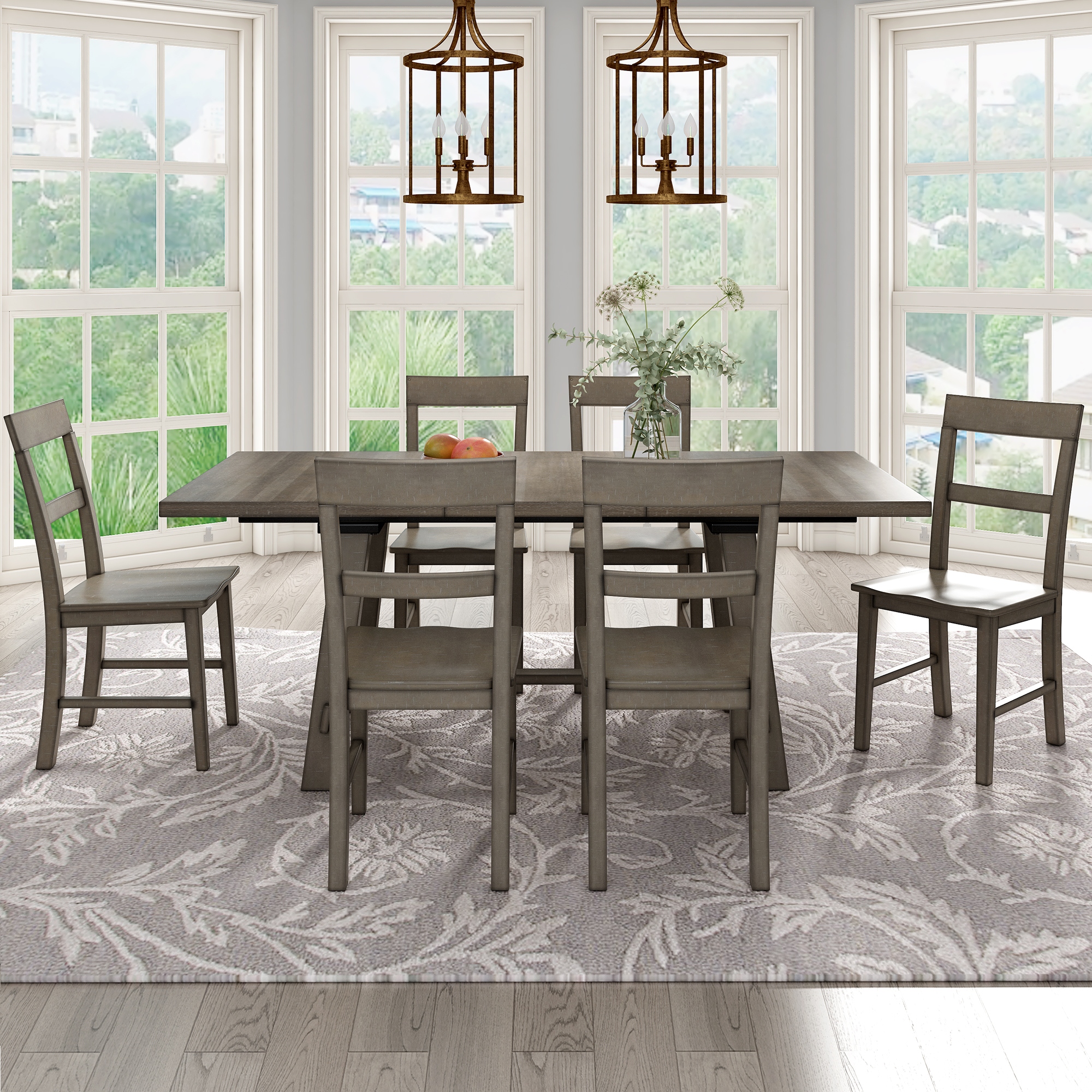 7 piece dining top set with extendable table