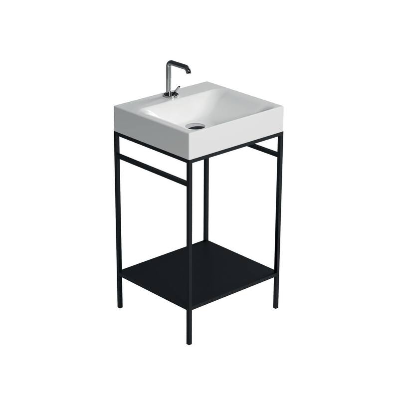 WS Bath Collections 3530+9240.31 Cento 19-11/16" Rectangular Metal and - Glossy White / Matte Black
