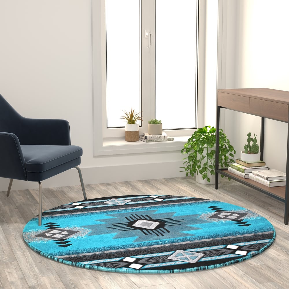 Traditional Southwestern Style Olefin Fiber Geometric Area Rug