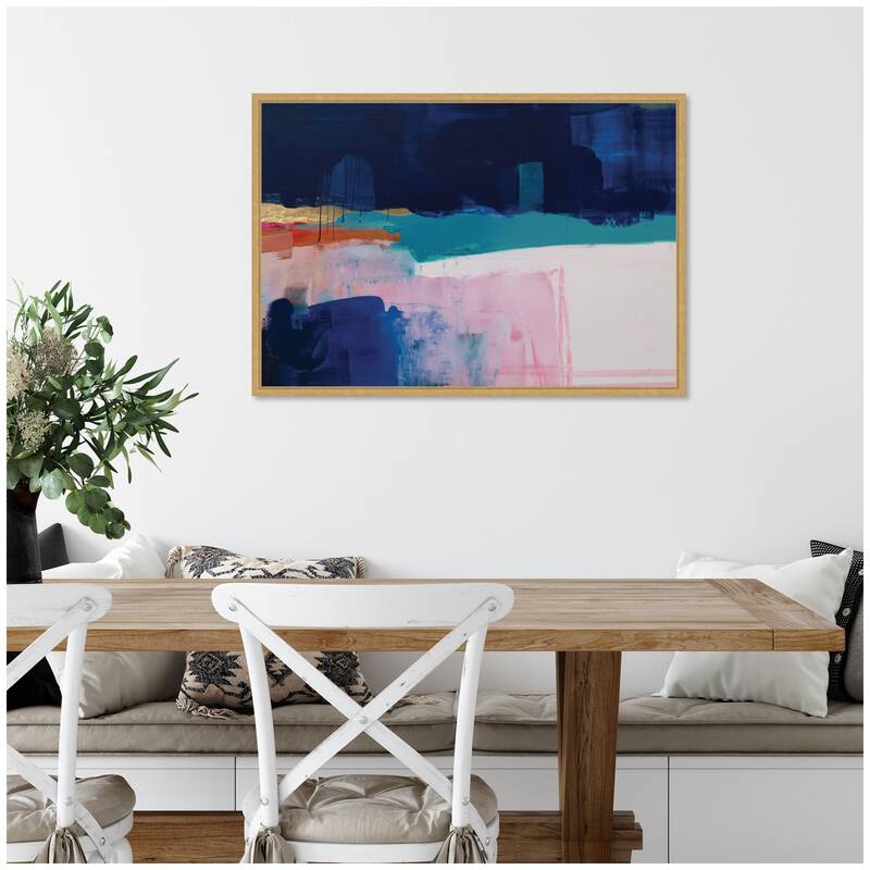 Kate and Laurel Blue Current No. 1 by Amy Lighthall Framed Canvas Wall Art Print