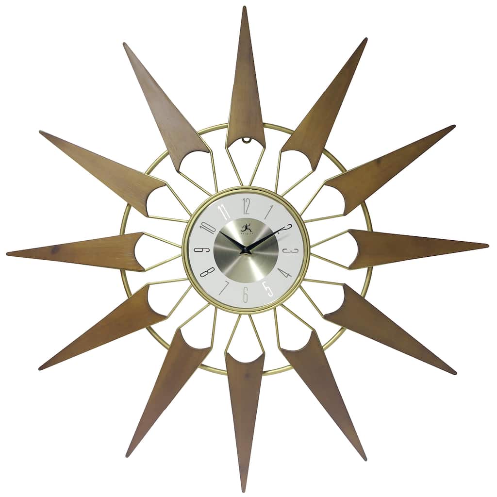 Nova Starburst Mid-century Wall Clock by Infinity Instruments - 30.5 x 1.625 x 30.5