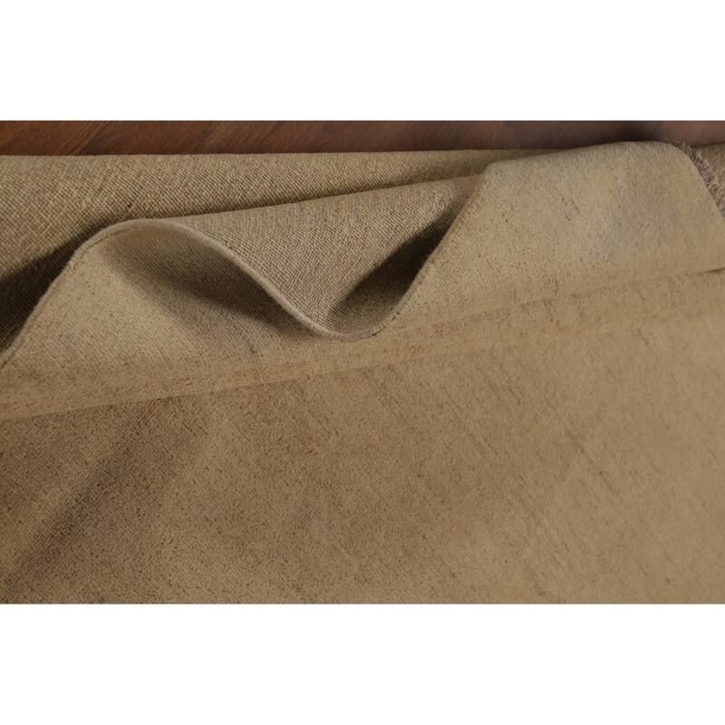 Modern Gabbeh Oriental Area Rug Handmade Beige Solid Wool Carpet - 6'5"x 9'8"