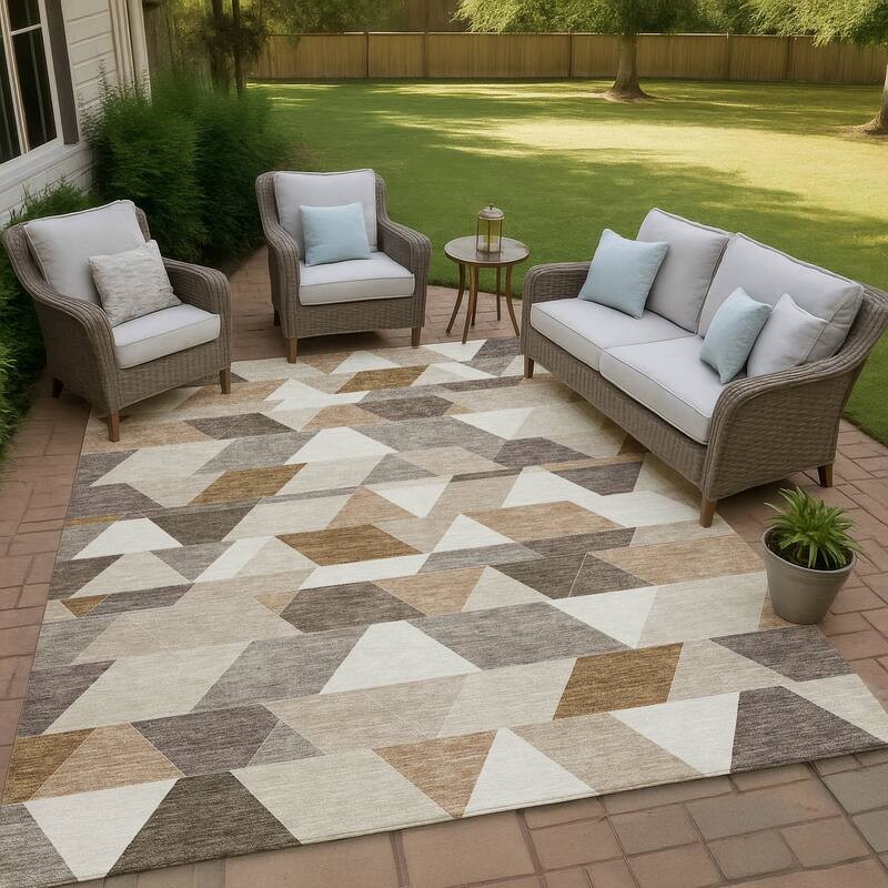 Machine Washable Indoor/ Outdoor Modern DeVaughn Chantille Rug - Ivory - 9' x 12'