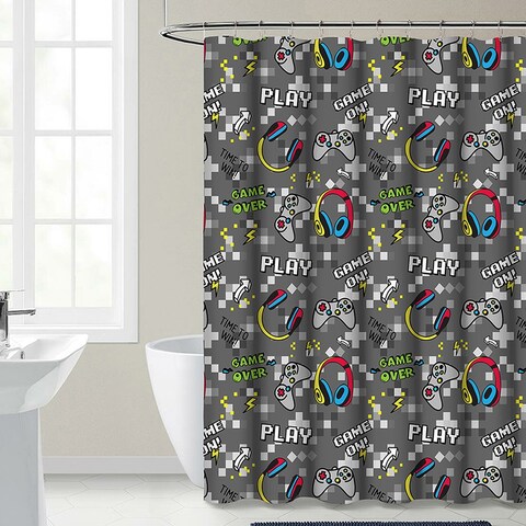 Kidz Mix Game On Shower Curtain - Grey - 72" x 72"
