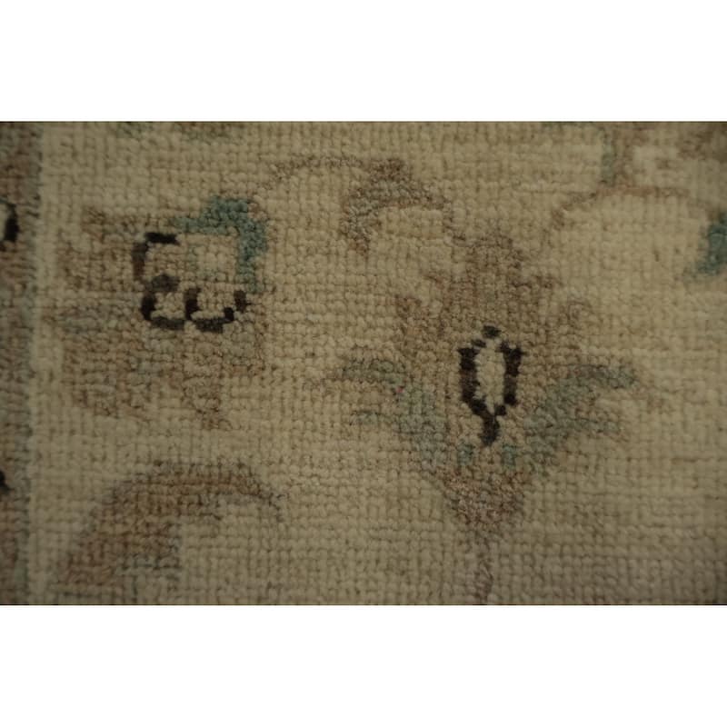 Hand Knotted Oriental 100% Wool Carpet Traditional Floral Beige & Ivories Peshawar Runner Rug - 10' 2'' X 2' 10''