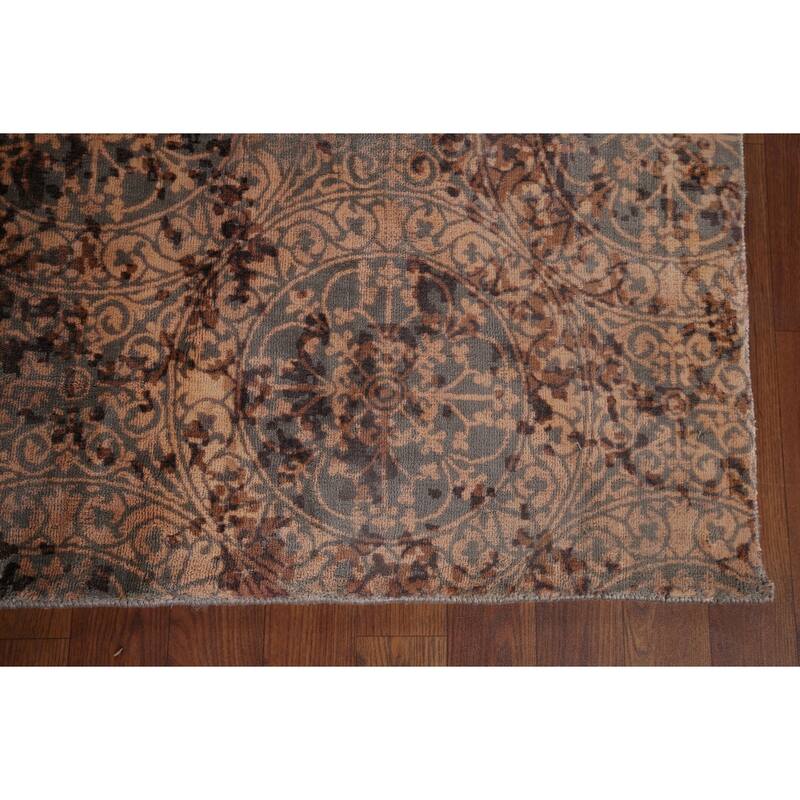 All-Over Abstract Indian Area Rug Hand-Knotted Wool Carpet - 8'3"x 11'9"