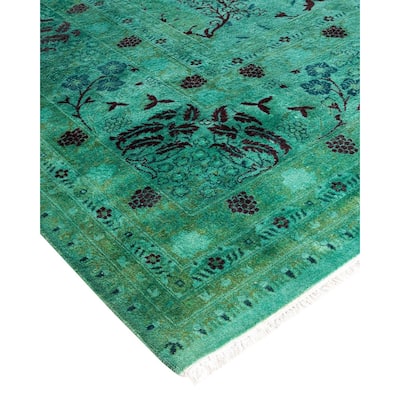 Fine Vibrance, One-of-a-Kind Hand-Knotted Area Rug - Green, 9' 2" x 12' 1" - 9' 2" x 12' 1"
