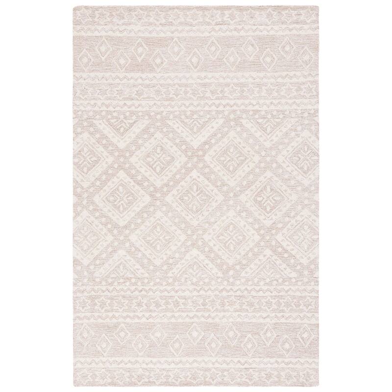 SAFAVIEH Handmade Micro-Loop Kobie Wool Rug - 6' x 9' - Beige/Ivory