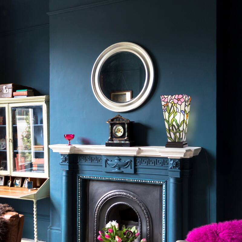 Maison River of Goods Bronze Polyresin and Stained Glass 15.5-Inch Table Lamp - 8.25" x 4.25" x 15.5"