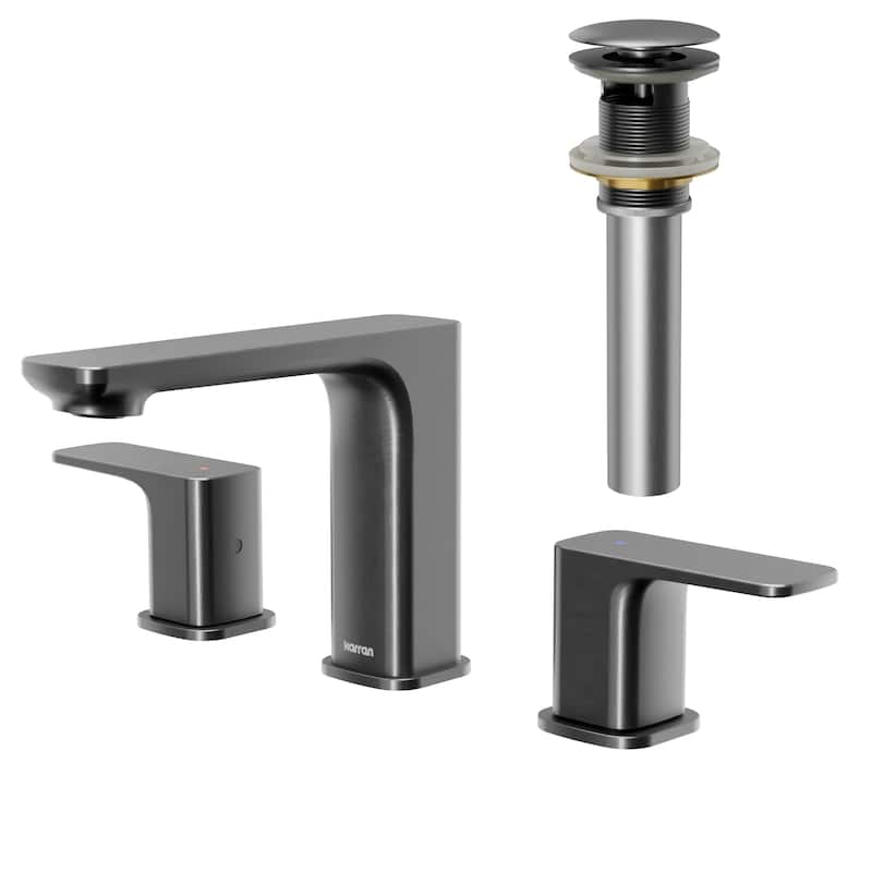 Karran Venda KBF514 2-Handle Three Hole Widespread Bathroom Faucet with Matching Pop-up Drain - Gunmetal Grey