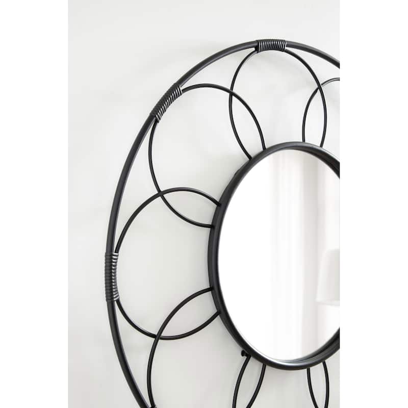Kate and Laurel Cori Round Rattan Mirror