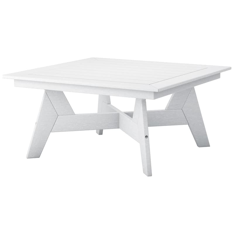 Polytrends Birchwood All Weather HDPE Outdoor Patio 37 Inch Square Conversation Table - White